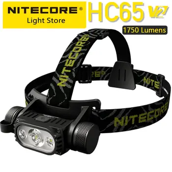NITECORE HC65 V2 USB Laetav Esilaterna 1750 Luumenit Taskulamp 100° Üleujutuste LED Vilkur Valge Punane Tuli,3500mAh 18650 Aku