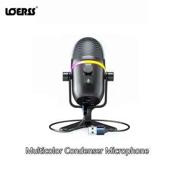 LOERSS USB Kondensaator Mikrofon RGB Valgus Mic Traadiga professionaalseks salvestamiseks Mikrofoni Desktop Reguleeritav Mic Streaming Mängu