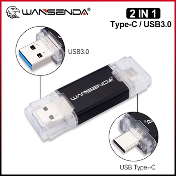 WANSENDA USB TYPE C Flash Drive Metallist Pen Drive 512 GB Pendrive Tüüp C Mobile/PC 32GB 64GB 128GB 256GB Memoria USB Stick