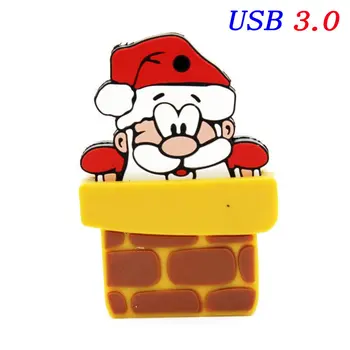 Santa Claus USB 3.0 Flash Drive 64GB Loominguline jõulukinke Pen Drive 32GB Cute Cartoon Memory Stick Tasuta võtmehoidja Pendrive