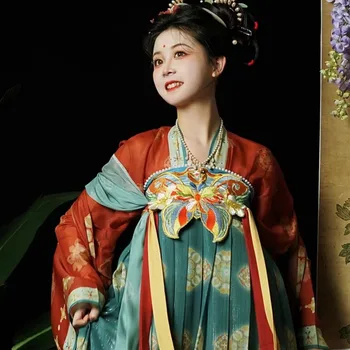 Hiina Traditsiooniline Hanfu Kleit Ülikond Naiste Kevad Tang Süsteemi Rindkere Pikkus Re Seelik Riikliku Stiilis Kevad-Sügis Komplekt