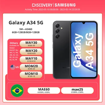 UUS 2023 Samsung Galaxy A34 5G 8GB 128GB Nutitelefoni Android 13 Octa-core 120Hz Super AMOLED 5000mAh 25W Kiire Tasuta Mobiiltelefoni