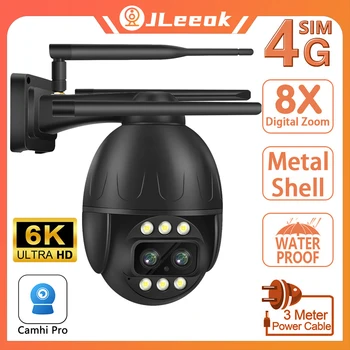 JLeeok 6K 12 MP 4G SIM-Kaardi Dual Objektiivi Metallist PTZ Kaamera AI Inimeste Jälgimise Turvalisuse CCTV Järelevalve 5G, WIFI, Kaamera Camhi Pro
