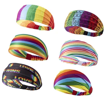 20PCS/palju Sport Peapaela Naised Mehed LGBT Pride Vikerkaar Elastne Jooga Hairbands Värvikas Sweatband Juuksed Ansamblid Headscarf