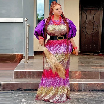 MD Pluss Suurus Pulm Isiku Sünnipäev Kleidid Aafrika Türgi Naiste õhtukleit Puhvis Varrukad Bodycon Pikk Kleit Ankara Riided