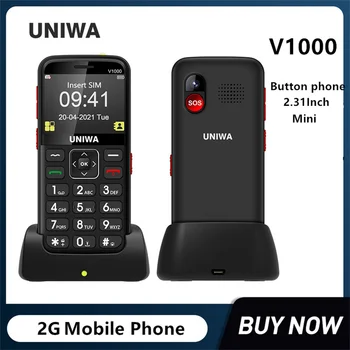 UNIWA V1000 2.31 Tolline 4G Telefonid Taskulamp 0.3 MP Kaamera Suur Nupp Pika Aja Ooterežiimis inglise vene Klaviatuur Mobiiltelefoni Lukustamata