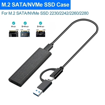 Dual Protokolli M2 NVMe/SATA SSD Puhul 10Gbps HDD Box M. 2 NVME NGFF SSD ja USB 3.1 Piirdeaia Tüüp C Tüüp-M. 2 kõvaketast