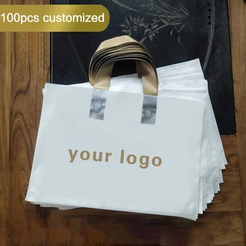 100tk Custom Logo Värviline kandekotid Käepide Plastikust kingikoti Prindi Ühe Värviga Logo kahepoolne Tasuta Kujundus Prindi