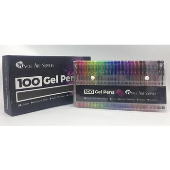 Loominguline 100 Värve Glitter Gel Pen Set, Glitter Geel Pliiatsid Täiskasvanud Värvimine Raamatud Ajakirjad Joonis Graffiti Art Sm-i