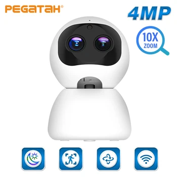 PEGATAH 4MP, WiFi, Kaamera, HD Dual Objektiiv, 10X Suurenduse Siseruumides Turvalisus IP Kaamera AI Inimeste Avastada Öise Nägemise CCTV Kaamerad Järelevalve