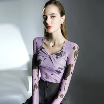 Kõrge Kvaliteediga 2023 Naiste T-särk elastsusjõu Naine Disain Kevad Sügis Seksikas Saagi Topid Riided Fashion Bodysuit Tees Y2k Goth