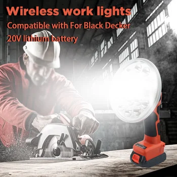 6-tolline Töötavad Auto Lamp Li-ion Aku, Adapter, USB Laadija Töö Light Black Decker 20V LBXR20 LBX4020 Li-ion Aku
