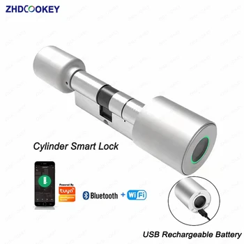 Smart Silindri Lukk Tuya 70mm Elektroonilise Bluetooth Remote APP Biomeetriliste Sõrmejälgede Lukk Anti-Theft Security Kodu Ukse Lukk