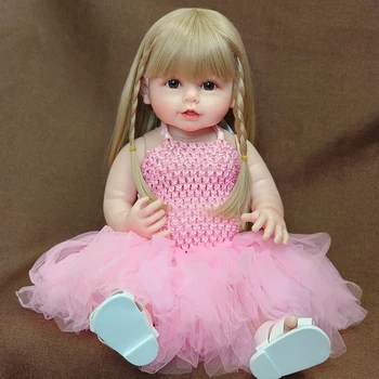 22 Tolli Bebe Nukk Uuestisündinud Väikelapse Tüdruk Roosa Printsess Kogu Keha Silikoon Ilus Nukk Reaalne Touch Mänguasi Lastele Kingitused