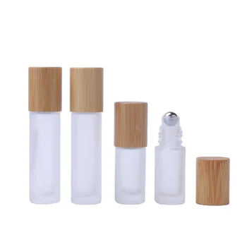 5ML, 10ML Bambusest Puidust Kaas on Matt Külm Klaas, Kosmeetika eeterlik Õli Pakendil Terasest Kuulike, Rulli Kohta Pudelid Viaali