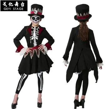 Halloween Purim Osaline Kostüüm Tüdruk Lapsed Hirmutav Koletis Deemon, Kolju, Luustik Humanoid Kostüümid Voodoo Kolju Kleit Üles Tüdruk