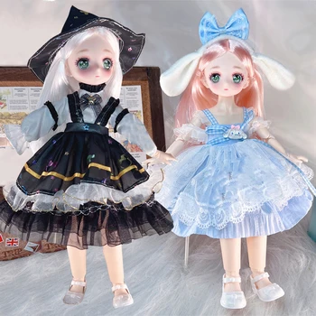30cm Anime Nägu Printsess Nukk või Vahetage Riided Fashion Lolita Kleit 1/6 BJD Nukk Set Lapsed Tüdrukud Kingitus Mänguasi