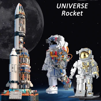 3D Pool Keha Raketi ehitusplokid Astronaut Robot Spaceman Tellised Disainer Linna kosmosejaama Aerospace Mänguasi Lastele Kingitused