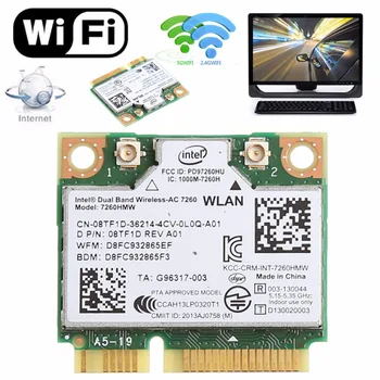 876M Dual Band 2.4+5G Bluetooth-V4.0 Wifi Wireless Mini PCI-Express-Kaardi Intel 7260 AC DELL 7260HMW CN-08TF1D