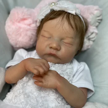 48CM Bebe Uuestisündinud Väikelapse Printsess Baby Doll Kanda Valge Roosa Kleit Magab Arenenud Maali Kõrge Kvaliteediga Tilk Laevandus