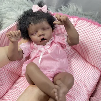 43CM Aafrika-Ameerika Uuestisündinud Baby Doll Twin Enneaegne Beebi Lõpetanud Vastsündinud Must Tüdruk Laekuva Kunsti Nukk Parim Kingitus Lastele