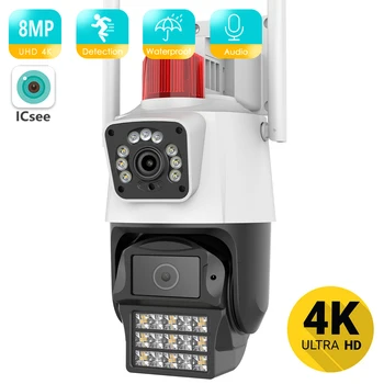 8MP 4K Dual Lens Dual Screen IP Kaamera 4MP Värv Öise Nägemise Automaatne Jälgimine PTZ, Wifi, Kaamera, Veekindel CCTVSecurity Kaamera ICSEE
