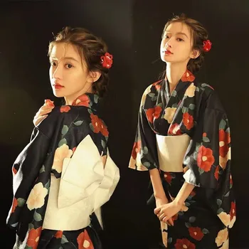 Jaapani Traditsiooniline Kimono Kleit Koos Obi Prindi Lill Õhulised Kleidid Kostüüm Naised, Daamid Geisha Haori Yukata Kimono Kleit Ülikond