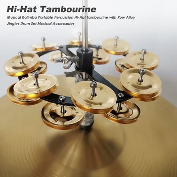 Muusikaline Kalimba Kaasaskantav Löökpillid Hi-Hat Tamburiin Reaga Sulamist Jingles Drum Set Tarvikud Muusikariistad