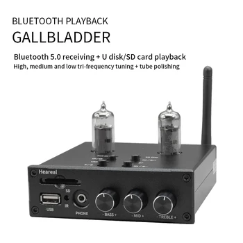 Kaugjuhtimispult HiFi Bluetooth-5.0 6J5 / 6K4 Tube Preamp Kõrvaklapid Audio Võimendi Koos Treble Bass Ajustment USB SD Sisendiga