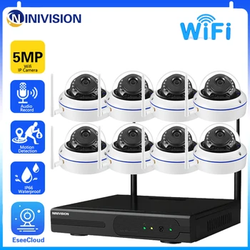8CH 5MP videovalve Kaamerate Süsteem, Juhtmevaba Wifi NVR Kit 5MP Smart Home Väljas Veekindel CCTV Turvalisus Kaamera Komplekt
