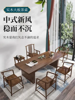 Täispuidust suur-juhatuse tee-lauad ja-toolid, üks laud ja viis toolid, office, palgid, kung fu kohvilaud ja tee plaat