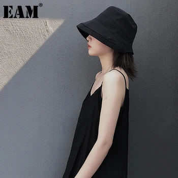 [EAM] Naiste Must Vintage Casual Kalurite Müts Uus Ring Dome Temperament Mood Tõusulaine Kõik-sobib Kevadel Sügisel 2023 1DF5935