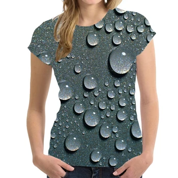 Suvel Vihmapiisk Muster 3D Print T-särk Naiste Mood T-Särgid Streetwear Liiga Y2k Harajuku Tops Tees Naine Tüdrukute Riided