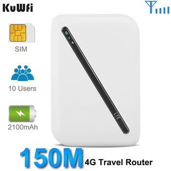 KuWFi 4g WiFi Ruuter Koos Sim-Kaardi Pesa 150Mbps Mobile WiFi-Seadme kiire Wi-Fi Kaasaskantav Ruuteri 2100mAh Aku