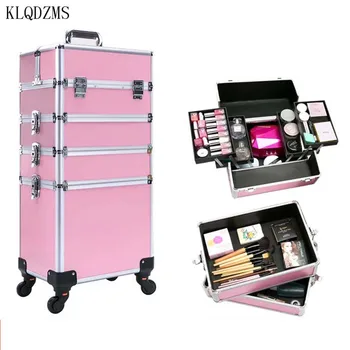 KLQDZMS Kosmeetika Küünte Meik Pagasi Multifunktsionaalne Reisi Kohver Ratastel Naised Professional Beauty Box