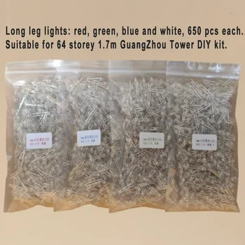 1 Komplekt pikajalgne Led: 650 tk iga punane, roheline, sinine ja valge Sobib 64-Lugu, 1.7 M Kõrge Guangzhou Tower DIY Kit