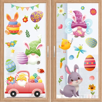 9pcs Happy Easter Akna Kleebised Jänes Porgandi-Muna Klaas Decal Seina Kleebised Lihavõtte Kaunistused Koju 2023 Jänku Decal