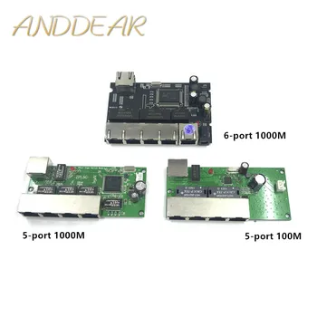 5/6-port Gigabit switch moodul on laialt kasutusel LED-rida 5-port 10/100 10/100/1000 m kontakt port mini switch module PCBA