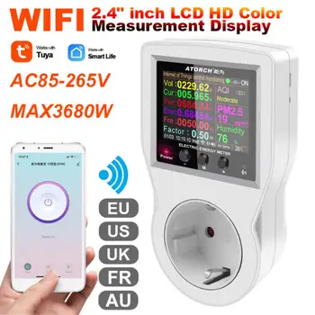 TUYA WiFi Smart Ühendage Digitaalne Wattmeter Võimu 220V AC EL/FR/US/UK/AU Pistikupesa Taimeriga Elektrienergia Tarbimise Võimsus Kw