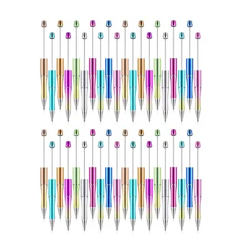 200Pcs Plastikust Beadable Pen Rant Pastapliiats Rant Pliiatsid Must Tint Rollerball Pliiats