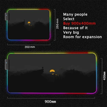 Hiirepadjad looduslik maastik kaart RGB mängu hiirt, vaip arvuti klaviatuuri tarvikud kummist libisemiskindlad mängu tabel matt LED-valgustus
