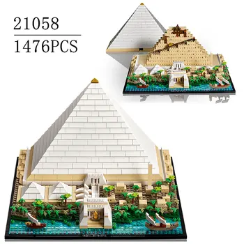 2023 Uus Klassikaline 21058 On cheopsi Püramiid Mudel Linna Arhitektuur Street View ehitusplokid Set DIY kokku pandud Mänguasjad Kingitus