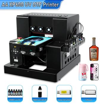 A4 Avatava UV Printer A4 Suurus EPSON XP600 Printhead koos Pöörleva Eest Pudel Phonecase Metall, Puit, Tass, Klaas, UV DTF Kleebis Printer