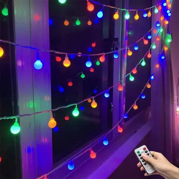 6M Remote LED Ball Light String Puhkus Väljas Haldjas Lamp Pulmapidu Home Decor Festoon Vanik jõuluehe