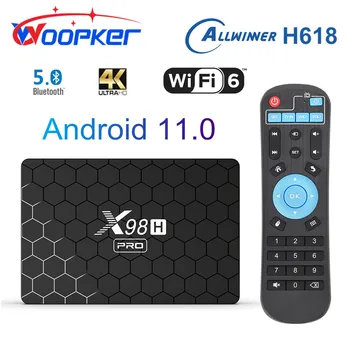 Woopker X98H Pro Android 12 TV Box 4GB 64GB Allwinner H618 Quad Core 4K H. 265 Wifi6 Gigabit 1000M LAN HD Fast Set top box 2G 16G