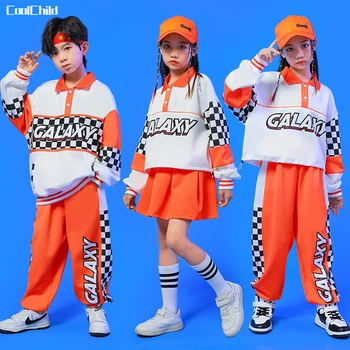 Poisid Hip-Hop Kontrasti Polo Särk Ruuduline Püksid Tüdrukutele Tahke Crop Top Seelikud Jogger Lapse Street Dance Riiete Komplekt Lapsed Jazz Kostüüm