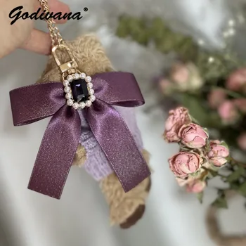 Jaapani Kohandatud Pearl Rhinestone Lindi Bowknot Kott Ripatsid Võtmehoidja Rippuvad Ornament Lolita Magus Naiste Kott Võlusid