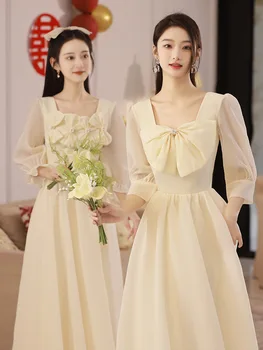 Hiina Cheongsams Šampanja Pruutneitsi Kleit 2023 Kevadel Uue Pulm Slim Õde Kleit Vastuvõtva Kleit Ametlik Õhtukleidid