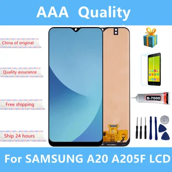 Testitud A20 Ekraaniga Samsung Galaxy A20 LCD Ekraan Puutetundlik Digitizer Koos Raami Kokkupanek Samsung A20 SM-A205F A205FN