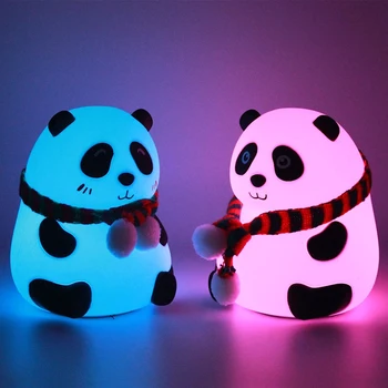Panda Öö Valguses Silikoon Pat Öö Lambi Touch Sensor Värviline Tabel Lambi Laadimine USB Öö Decor Lambid Lapsed Lapsed